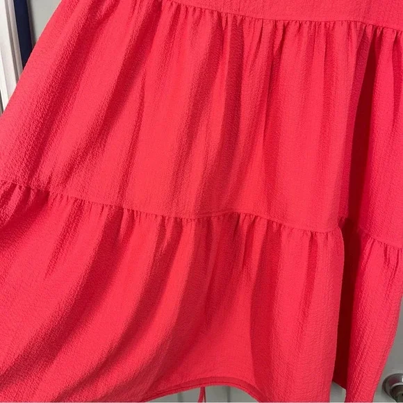 Calvin Klein Women's Flutter Sleeve V-Neck Gauze Dress Size 12 NWT Watermelon - Picture 8 of 16